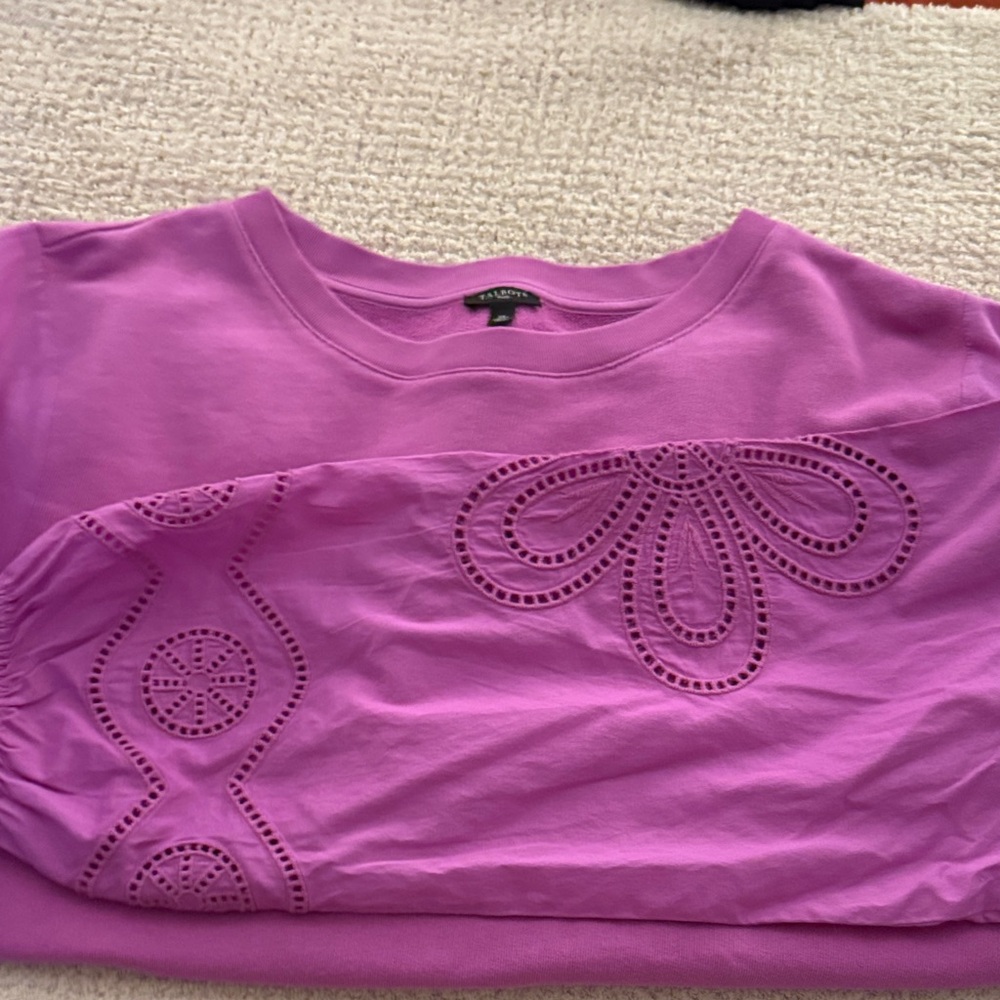 Talbots Purple Embroidered Sweatshirt